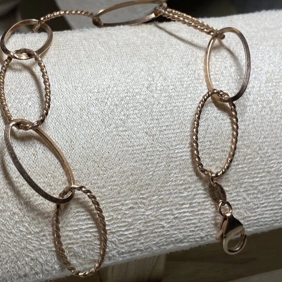 Diodema 925 Sterling Silver Link Bracelet, Made in Italy, 7.5” - Picture 1 of 9